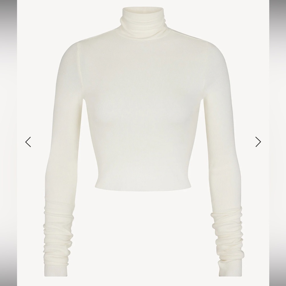 ETERNE Cropped Ribbed Turtleneck Top Sz M - Picture 5 of 11